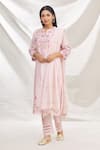 Buy_Rajat & Shraddha_Pink Kurta And Dupatta Silk Chanderi Pant Cotton Summer Garden Set  _at_Aza_Fashions