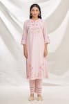 Rajat & Shraddha_Pink Kurta And Dupatta Silk Chanderi Pant Cotton Summer Garden Set  _Online_at_Aza_Fashions