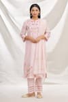 Buy_Rajat & Shraddha_Pink Kurta And Dupatta Silk Chanderi Pant Cotton Summer Garden Set  _Online_at_Aza_Fashions