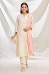 Buy_Rajat & Shraddha_Beige Kurta And Dupatta Silk Chanderi Pant Cotton Kusum Set _at_Aza_Fashions