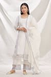 Buy_Rajat & Shraddha_White Kurta Silk Chanderi Pant Cotton Dupatta Pleated Set  _at_Aza_Fashions