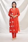 Buy_Rajat & Shraddha_Red Kurta And Dupatta Silk Chanderi Pant Cotton Sinhparni Set  _Online_at_Aza_Fashions