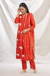 Buy_Rajat & Shraddha_Red Kurta And Dupatta Silk Chanderi Pant Cotton Sinhparni Set  _at_Aza_Fashions