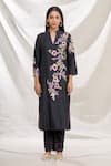 Rajat & Shraddha_Black Kurta And Dupatta Silk Chanderi Pant Cotton Summer Garden Set  _Online_at_Aza_Fashions