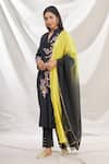 Buy_Rajat & Shraddha_Black Kurta And Dupatta Silk Chanderi Pant Cotton Summer Garden Set  _Online_at_Aza_Fashions