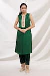 Buy_Bhairavi Jaikishan_Green Kurta Modal Satin Pant Velvet Embroidered Resham And Set _at_Aza_Fashions