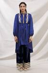 Buy_Bhairavi Jaikishan_Blue Modal Satin Embroidered Kurta And Velvet Pant Set_Online_at_Aza_Fashions