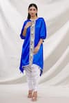 Buy_Bhairavi Jaikishan_Blue Modal Satin Embroidered Resham Round Floral Kurta _at_Aza_Fashions