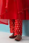 Shop_Weaver Story_Red Dupatta Organza, Kurta And Pant Pure Katan Silk Buti Gulaab Embroidered Set _Online_at_Aza_Fashions