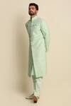 Buy_Priyanka Jain_Green Raw Silk Embroidered Sherwani And Kurta Set _Online_at_Aza_Fashions