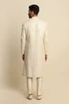 Shop_Priyanka Jain_White Raw Silk Embroidered Sequin Work Sherwani And Kurta Set _at_Aza_Fashions