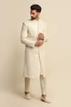 Priyanka Jain_White Raw Silk Embroidered Sequin Work Sherwani And Kurta Set _Online_at_Aza_Fashions