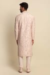 Shop_Priyanka Jain_Pink Raw Silk Embroidered Floral Motifs Sherwani And Kurta Set_at_Aza_Fashions
