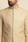 Shop_Priyanka Jain_Gold Raw Silk Embroidered Dori Work Sherwani And Kurta Set _Online_at_Aza_Fashions