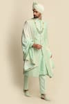 Buy_Priyanka Jain_Green Raw Silk Embroidered Sherwani And Kurta Set_Online_at_Aza_Fashions