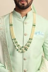 Shop_Priyanka Jain_Green Raw Silk Embroidered Sherwani And Kurta Set_Online_at_Aza_Fashions