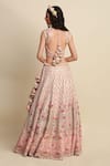 Shop_Priyanka Jain_Pink Raw Silk Applique Floral Motifs Sweetheart Embroidered Bridal Lehenga Set _at_Aza_Fashions