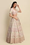 Priyanka Jain_Pink Raw Silk, Net Floral , Mughal Applique Bridal Lehenga Set _Online_at_Aza_Fashions