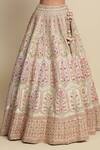 Priyanka Jain_Pink Raw Silk, Net Floral , Mughal Applique Bridal Lehenga Set _at_Aza_Fashions