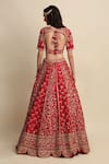 Shop_Priyanka Jain_Maroon Raw Silk, Net Floral Motifs, Zardozi Hand Embroidered Bridal Lehenga Set _at_Aza_Fashions