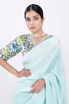 Buy_Komal Shah_Green Pleated Saree With Patola Print Blouse_Online_at_Aza_Fashions