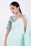 Shop_Komal Shah_Green Pleated Saree With Patola Print Blouse_Online_at_Aza_Fashions