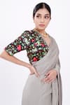 Shop_Komal Shah_Grey Pleated Saree With Printed Blouse_Online_at_Aza_Fashions