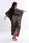Shop_Komal Shah_Black Mashru Patola Motifs Round Print Kaftan_at_Aza_Fashions
