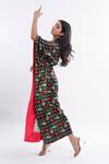 Komal Shah_Black Mashru Patola Motifs Round Print Kaftan_Online_at_Aza_Fashions