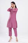 Komal Shah_Purple Chanderi Kurta And Pant Set_Online_at_Aza_Fashions