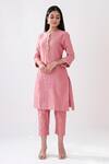 Komal Shah_Pink Chanderi Straight Kurta And Pant Set_Online_at_Aza_Fashions