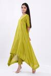 Komal Shah_Green Chanderi Asymmetric Kurta And Pant Set_Online_at_Aza_Fashions