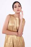 Buy_Komal Shah_Gold Tissue Kurta And Pant Set_Online_at_Aza_Fashions
