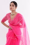 Shop_Komal Shah_Pink Organza Rani Chand Saree With Blouse_Online_at_Aza_Fashions