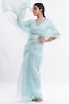 Buy_Komal Shah_Blue Organza Aasma Chand Saree With Blouse_at_Aza_Fashions