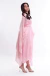 Komal Shah_Pink Dohra Chand Satin Dress And Cape_Online_at_Aza_Fashions