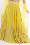 Shop_Komal Shah_Yellow Lehenga Chanderi Blouse And Dupatta Organza Striped Plunge V Dhoop Set _Online_at_Aza_Fashions