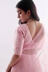 Shop_Komal Shah_Pink Lehenga Chanderi Blouse And Dupatta Organza Striped Plunge V Hoor Set_Online_at_Aza_Fashions