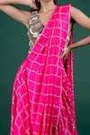 Buy_Nupur Kanoi_Pink Silk Printed Bandhani One Pre-draped Cowl Saree With Blouse  _Online_at_Aza_Fashions