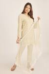 Buy_Rina Dhaka_Cream Linen Kurta Pant Set_at_Aza_Fashions