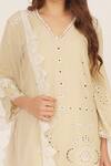 Shop_Rina Dhaka_Cream Linen Kurta Pant Set_Online_at_Aza_Fashions