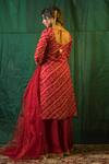 Shop_Ruchira Nangalia_Red Crepe And Organza Lining Cotton Print & Kurta Sharara Set  _at_Aza_Fashions