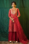 Ruchira Nangalia_Red Crepe And Organza Lining Cotton Print & Kurta Sharara Set  _Online_at_Aza_Fashions