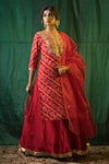 Buy_Ruchira Nangalia_Red Crepe And Organza Lining Cotton Print & Kurta Sharara Set  _Online_at_Aza_Fashions