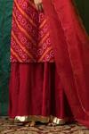 Shop_Ruchira Nangalia_Red Crepe And Organza Lining Cotton Print & Kurta Sharara Set  _Online_at_Aza_Fashions