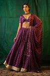 Buy_Ruchira Nangalia_Purple Crepe And Organza Lining Cotton Print & Embroidery Lehenga Set  _at_Aza_Fashions