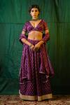 Ruchira Nangalia_Purple Crepe And Organza Lining Cotton Print & Embroidery Lehenga Set  _Online_at_Aza_Fashions