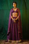 Buy_Ruchira Nangalia_Purple Crepe And Organza Lining Cotton Print & Embroidery Lehenga Set  _Online_at_Aza_Fashions