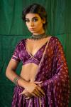 Ruchira Nangalia_Purple Crepe And Organza Lining Cotton Print & Embroidery Lehenga Set  _at_Aza_Fashions