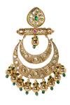 Buy_Tizora_Gold Plated Stones, Diamonds Antique Tiered Chandbalis _Online_at_Aza_Fashions